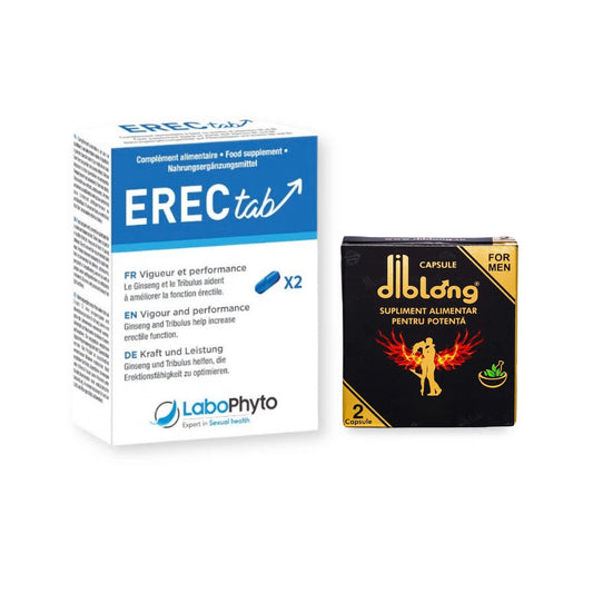 Pachet pentru bărbați: Capsule afrodisiace LABOPHYTO ErectaB, 2 buc + Capsule afrodisiace DIBLONG, 2 buc