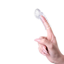 Manșon pentru deget A-TOYS Dale, texturat, cu striații, pentru stimularea punctului G, din TPE, transparent, 8.5 cm