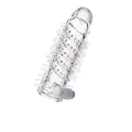 Manșon A-TOYS Fril, cu mini vibrator, pentru extensia și îngroșarea penisului, texturat, cu striații, transparent, 13.4 cm