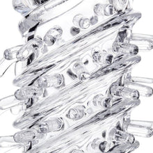 Manșon A-TOYS Fril, cu mini vibrator, pentru extensia și îngroșarea penisului, texturat, cu striații, transparent, 13.4 cm