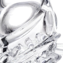 Manșon A-TOYS Fril, cu mini vibrator, pentru extensia și îngroșarea penisului, texturat, cu striații, transparent, 13.4 cm