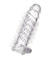 Manșon A-TOYS Fril, cu mini vibrator, pentru extensia și îngroșarea penisului, texturat, cu striații, transparent, 13.4 cm
