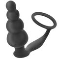 Plug anal cu inel pentru penis ADDICTED TOYS Anal Plug with Ring Model 5, diametre 1.6 - 3.5 cm, din silicon, negru