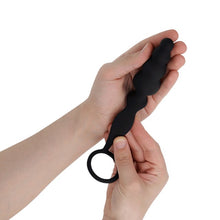 Plug anal cu inel pentru penis ADDICTED TOYS Anal Plug with Ring Model 5, diametre 1.6 - 3.5 cm, din silicon, negru