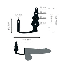 Plug anal cu inel pentru penis ADDICTED TOYS Anal Plug with Ring Model 5, diametre 1.6 - 3.5 cm, din silicon, negru