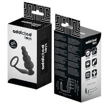 Plug anal cu inel pentru penis ADDICTED TOYS Anal Plug with Ring Model 5, diametre 1.6 - 3.5 cm, din silicon, negru