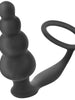 Plug anal cu inel pentru penis ADDICTED TOYS Anal Plug with Ring Model 5, diametre 1.6 - 3.5 cm, din silicon, negru