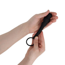 Plug anal cu inel pentru penis ADDICTED TOYS Anal Plug with Ring Model 1, diametre 2.4 - 3 cm, din silicon, negru