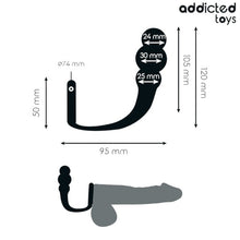 Plug anal cu inel pentru penis ADDICTED TOYS Anal Plug with Ring Model 1, diametre 2.4 - 3 cm, din silicon, negru