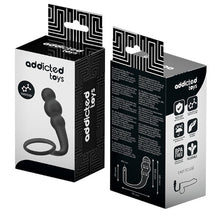 Plug anal cu inel pentru penis ADDICTED TOYS Anal Plug with Ring Model 1, diametre 2.4 - 3 cm, din silicon, negru
