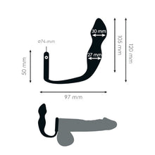 Plug anal cu inel pentru penis ADDICTED TOYS Anal Plug with Ring Model 2, diametre 2.7 - 3 cm, din silicon, negru