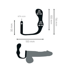 Plug anal cu inel pentru penis ADDICTED TOYS Anal Plug with Ring Model 3, diametre 2.8 - 3 cm, din silicon, negru
