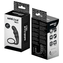 Plug anal cu inel pentru penis ADDICTED TOYS Anal Plug with Ring Model 4, diametre 2.7 - 3.2 cm, din silicon, negru