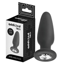 Plug anal ADDICTED TOYS Jewel Anal Plug M, bază cu cristal, lungime 10.4 cm, diametru 3.4 cm (mediu), din silicon, negru