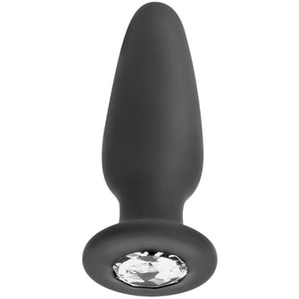 Plug anal ADDICTED TOYS Jewel Anal Plug M, bază cu cristal, lungime 10.4 cm, diametru 3.4 cm (mediu), din silicon, negru