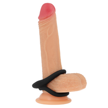 Inel dublu pentru penis ADDICTED TOYS Textured Double Cock Ring, texturat pentru stimulare intensă, 3.7 - 4.5 cm, negru