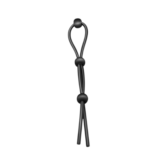 Inel triplu pentru penis ADDICTED TOYS Triple Lasso Cock Tie, din silicon flexibil și ajustabil, negru