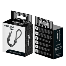 Inel triplu pentru penis ADDICTED TOYS Triple Lasso Cock Tie, din silicon flexibil și ajustabil, negru
