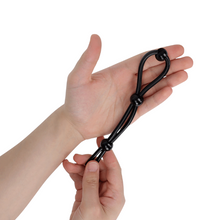 Inel triplu pentru penis ADDICTED TOYS Triple Lasso Cock Tie, din silicon flexibil și ajustabil, negru