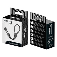 Inel dublu pentru penis ADDICTED TOYS Adjustable Cock Tie, din silicon flexibil și ajustabil, negru