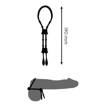 Inel dublu pentru penis ADDICTED TOYS Adjustable Cock Tie, din silicon flexibil și ajustabil, negru