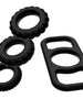 Set 4 inele pentru penis ADDICTED TOYS Cock Ring Set, din silicon flexibil, diametre progresive 2.1 - 2.8 cm, negru
