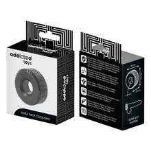 Inel pentru penis ADDICTED TOYS Extra Thick Cock Ring, design în formă de anvelopă, diametru 2.8 cm, negru