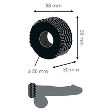 Inel pentru penis ADDICTED TOYS Extra Thick Cock Ring, design în formă de anvelopă, diametru 2.8 cm, negru