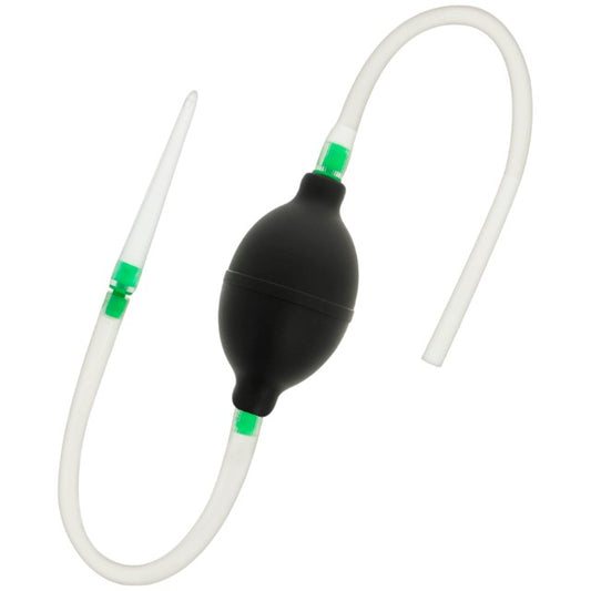 Duș anal cu tub de golire ADDICTED TOYS Travel Cleaner 3, din material flexibil și hipoalergenic, negru cu verde, 70 cm