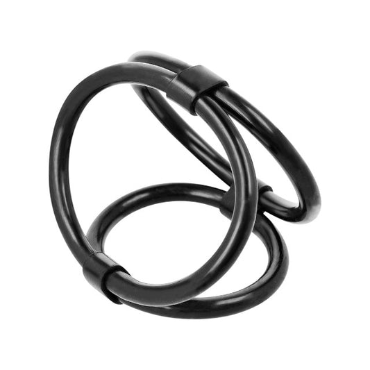 Set 3 inele pentru penis conectate ADDICTED TOYS Triple Cock Ring, din silicon, diametre 4.5 - 6 cm, negru