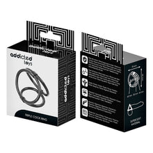 Set 3 inele pentru penis conectate ADDICTED TOYS Triple Cock Ring, din silicon, diametre 4.5 - 6 cm, negru