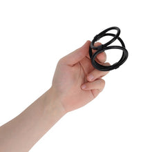 Set 3 inele pentru penis conectate ADDICTED TOYS Triple Cock Ring, din silicon, diametre 4.5 - 6 cm, negru