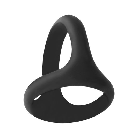Inel triplu pentru penis ADDICTED TOYS Triple Cock Ring, din silicon, diametru 4.5 - 5.2 cm, negru
