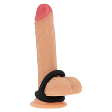 Inel triplu pentru penis ADDICTED TOYS Triple Cock Ring, din silicon, diametru 4.5 - 5.2 cm, negru