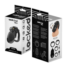 Cușcă pentru penis ADDICTED TOYS Midnight Cells, pentru castitate bărbați, cu 4 inele pentru penis, culoare negru, diamentru 31 mm