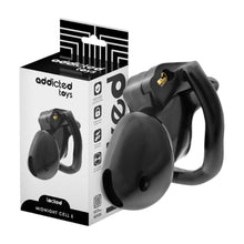 Cușcă pentru penis ADDICTED TOYS Midnight Cells, pentru castitate bărbați, cu 4 inele pentru penis, culoare negru, diamentru 31 mm