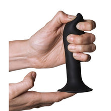 Dildo ADRIEN LASTIC HITSENS 5, din silicon, pentru penetrare vaginală sau anală, bază cu ventuză pentru fixare, lungime 12.9 cm, negru