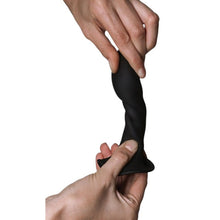 Dildo ADRIEN LASTIC HITSENS 5, din silicon, pentru penetrare vaginală sau anală, bază cu ventuză pentru fixare, lungime 12.9 cm, negru