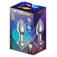 Vibrator anal AFTERDARK Dimpor Vibrating Plug, 10 funcții de vibrație, lungime 7.6 cm, diametru 2.8 cm (mărime S), argintiu
