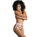 Chilot sexy ALLURE Ava - Open Panties with Straps, design cu inele si curele din satin, culoarea roz, mărime universală