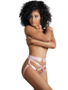 Chilot sexy ALLURE Ava - Open Panties with Straps, design cu inele si curele din satin, culoarea roz, mărime universală