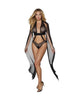 Lenjerie sexy teddy ALLURE Crazy in Love, body cu mâneci diafane din plasă, culoarea negru, mărime universală