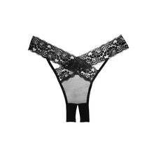 Chilot sexy ALLURE Desire Crotchless Panties, design încrucișat cu dantelă și plasă, culoarea negru, mărime universală