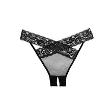 Chilot sexy ALLURE Desire Crotchless Panties, design încrucișat cu dantelă și plasă, culoarea negru, mărime universală