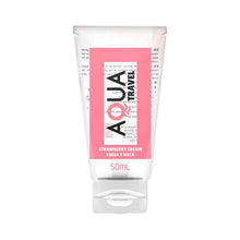 Lubrifiant cu aromă AQUA TRAVEL Strawberry Cream, pe bază de apă, cu gust delicios de căpșuni și frișcă, 50 ml