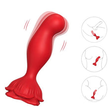 Vibrator cu plug anal ARMONY Pink, cu control prin telecomanda, in forma de trandafir, 9 functii de vibratie, culoarea rosie