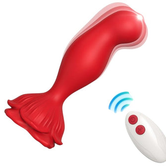 Vibrator cu plug anal ARMONY Pink, cu control prin telecomanda, in forma de trandafir, 9 functii de vibratie, culoarea rosie