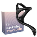 Inel dublu pentru penis ARMONY Treasure Double Anal Ring, cu capat pentru stimulare anala, din silicon, negru