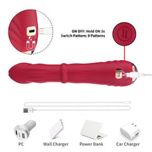 Vibrator ARMONY Point a Stimulating, cu 9 funcții de penetrare automată, 9 funcții de vibrație, funcție de încălzire, din silicon, roșu