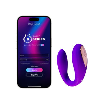Vibrator dublu B-SERIES Double Fun, control prin aplicație, 10 funcții de vibrație, rezistent la apă IPX7, din silicon, mov